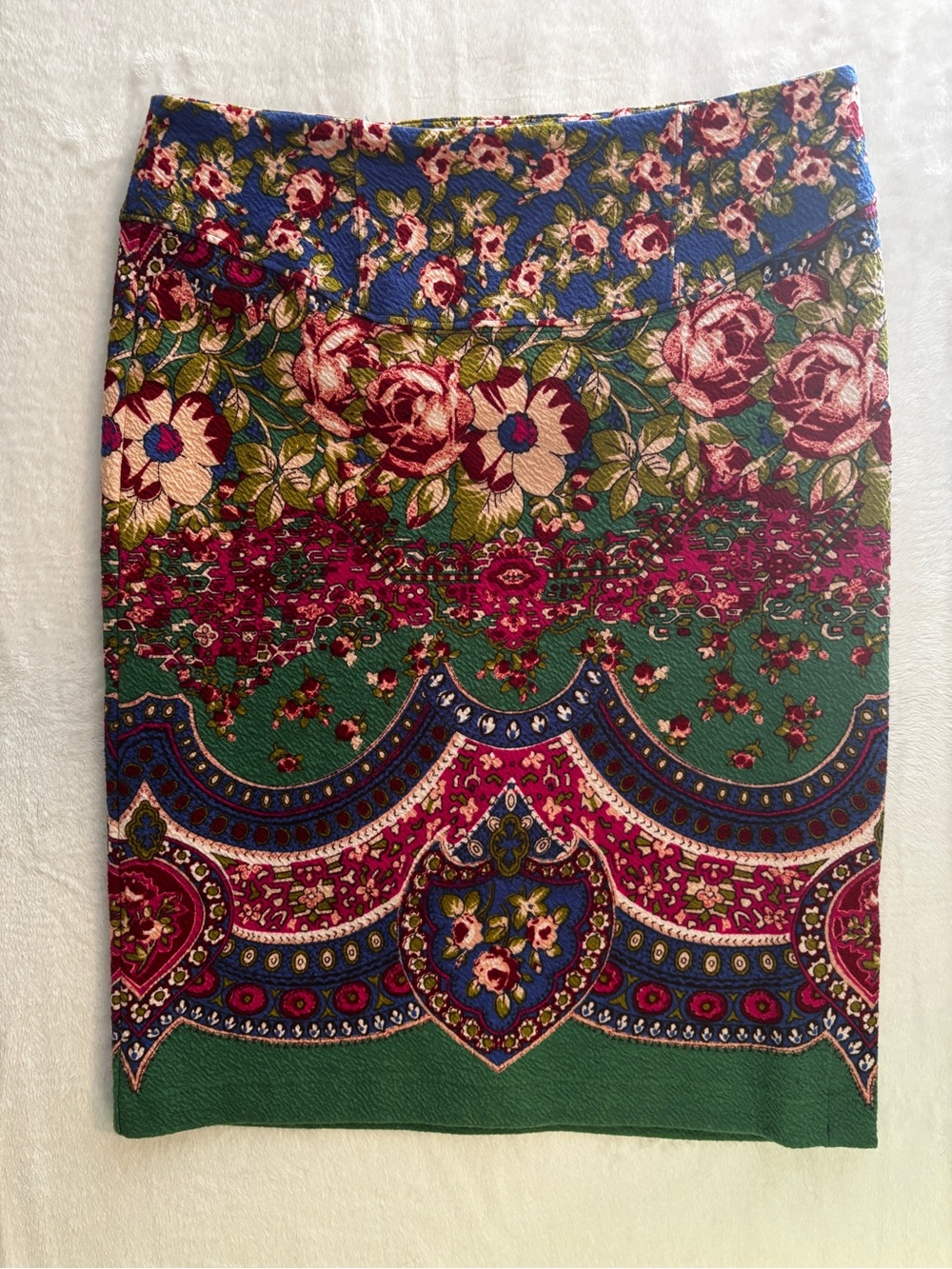 Anthropologie Floral Paisley Pencil Skirt in Green and Multicolor